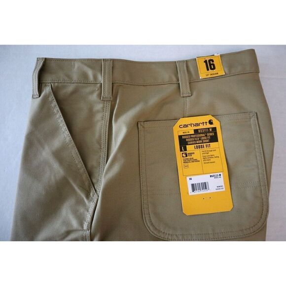 Carhartt BS3111-W Women's Sz 16 Beige Rugged Flex Loose Fit Canvas Work Shorts - Picture 6 of 9